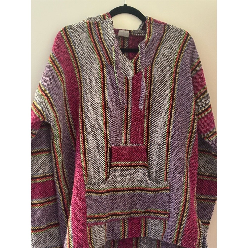 San Jose Baja Hoodie Unisex XL Purple Pink Striped Pullover Sweater